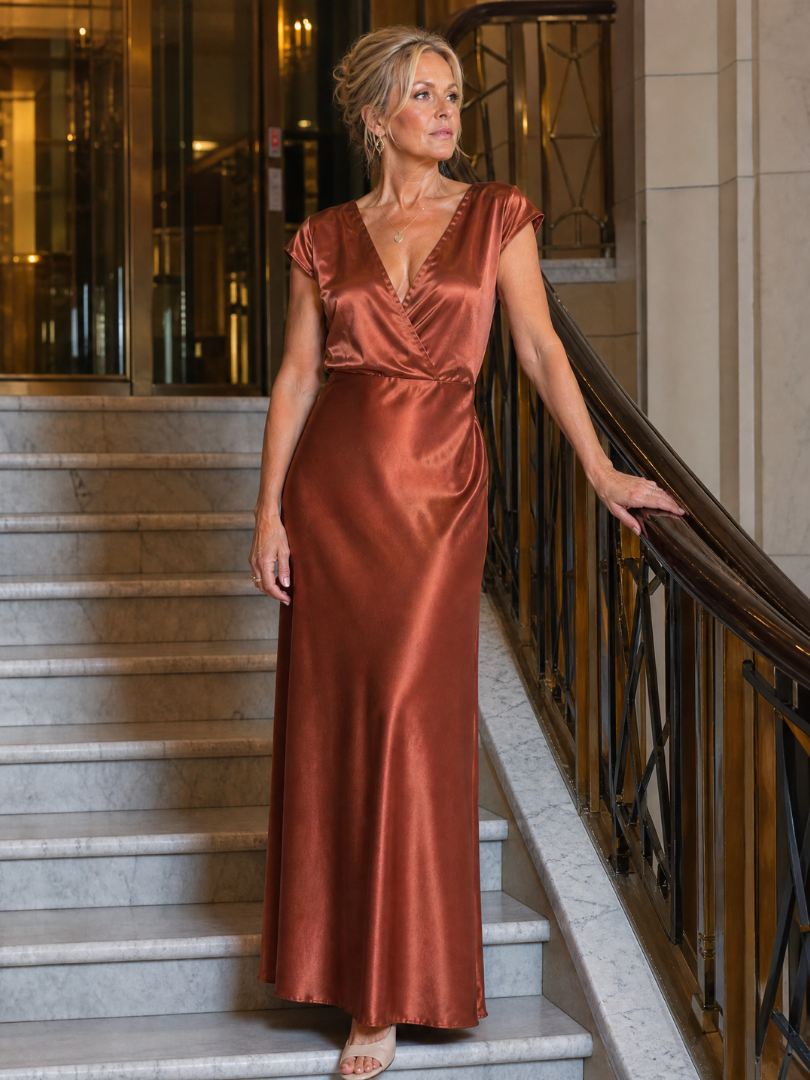 Samouse | Vestido Maxi de Manga Corta y Cuerpo Cruzado