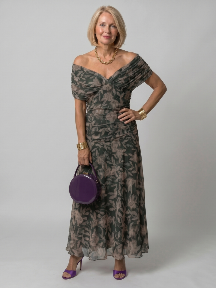 Calen | Vestido Midi Casual con Hombros Descubiertos