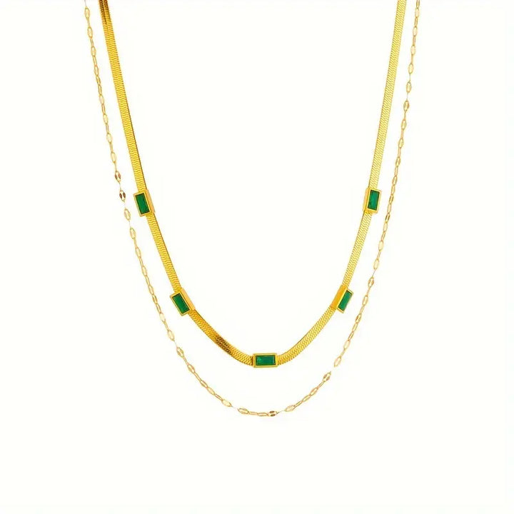 Collar Sorella Gem Doble Capa Retro Dorado