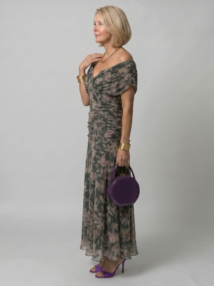 Calen | Vestido Midi Casual con Hombros Descubiertos