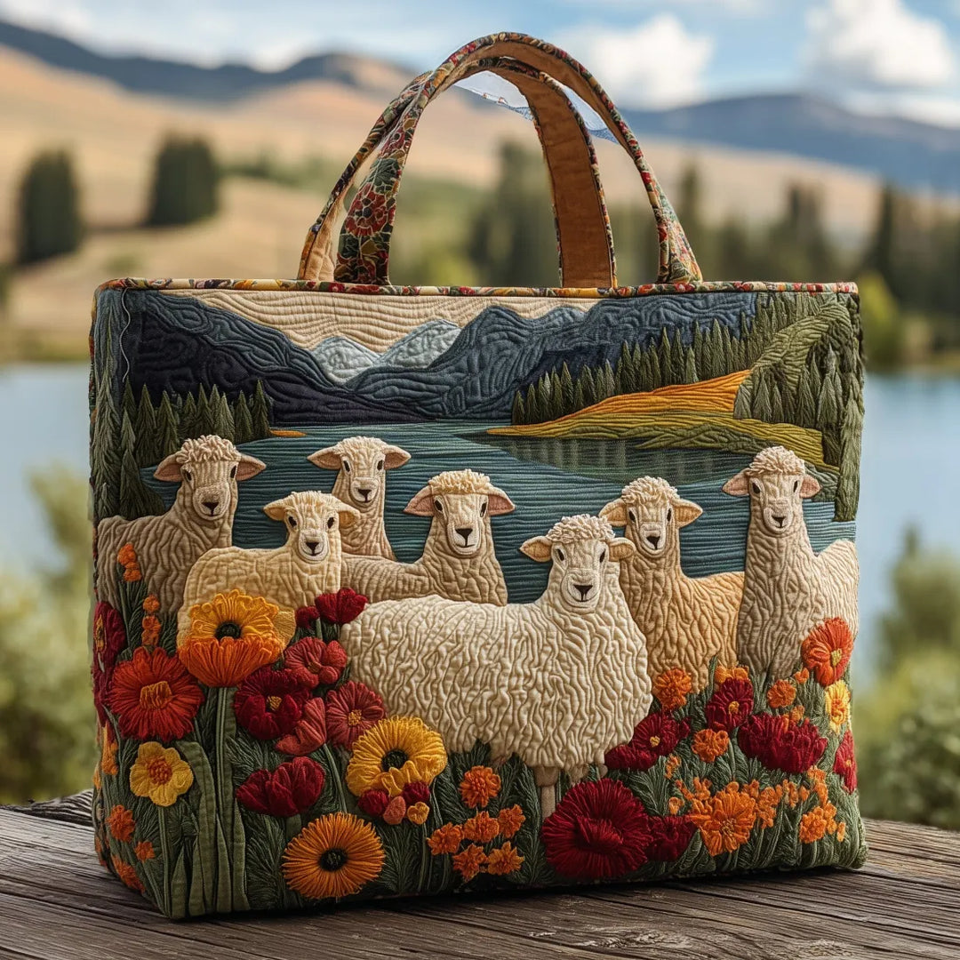 Bolso artesanal - Ovejas en el Lago