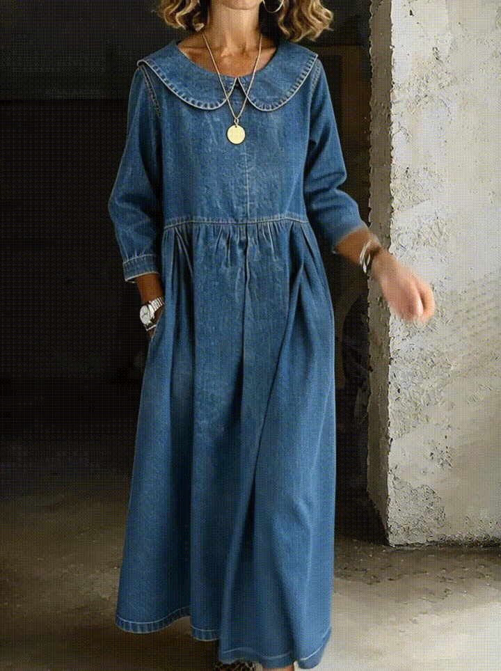 Clara | Vestido de Jean con Cuello Peter Pan