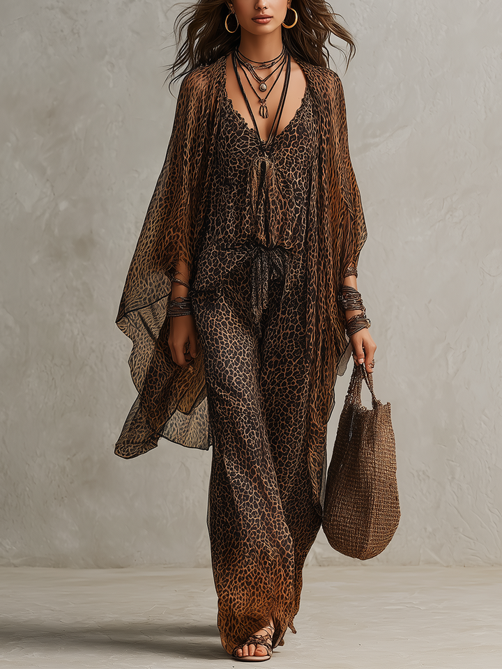 Conjunto Luxe Boho de Leopardo de 3 Piezas