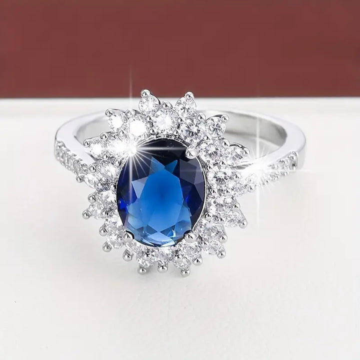 Anillo Halo con Zafiro Dorado
