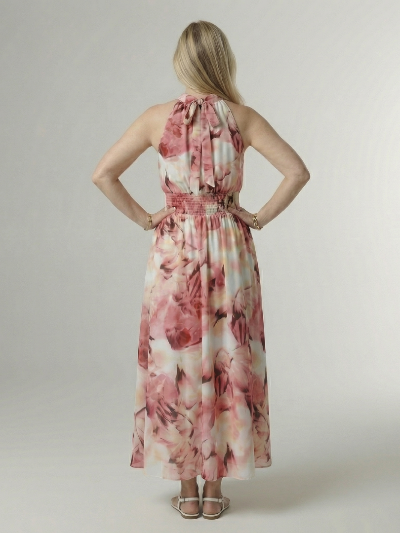 Sylin | Vestido Midi con Escote Halter Fruncido
