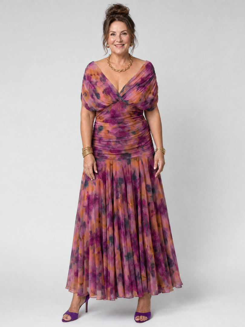 Calen | Vestido Midi Casual con Hombros Descubiertos