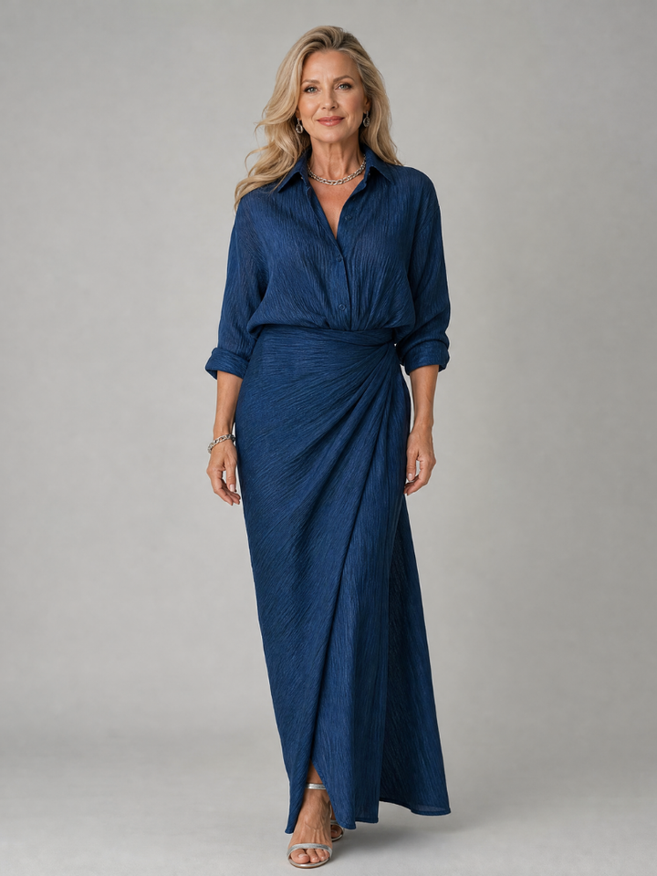 Mirque | Vestido Maxi de Manga Larga con Envoltura