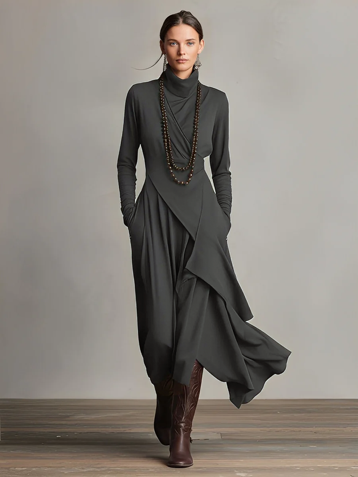 Ropa Maxi Asimétrica Plisada de Algodón Boho Morado para Mujeres MDA2055J9I