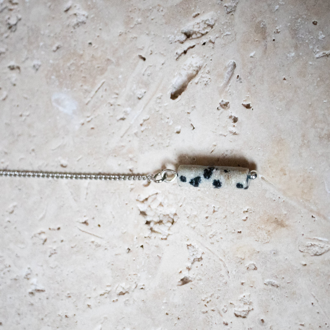 Pendientes threader en filigrana con Jaspe Dalmatien – Plata de Ley 925, hecho a mano