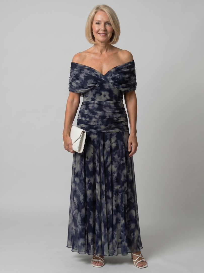 Calen | Vestido Midi Casual con Hombros Descubiertos