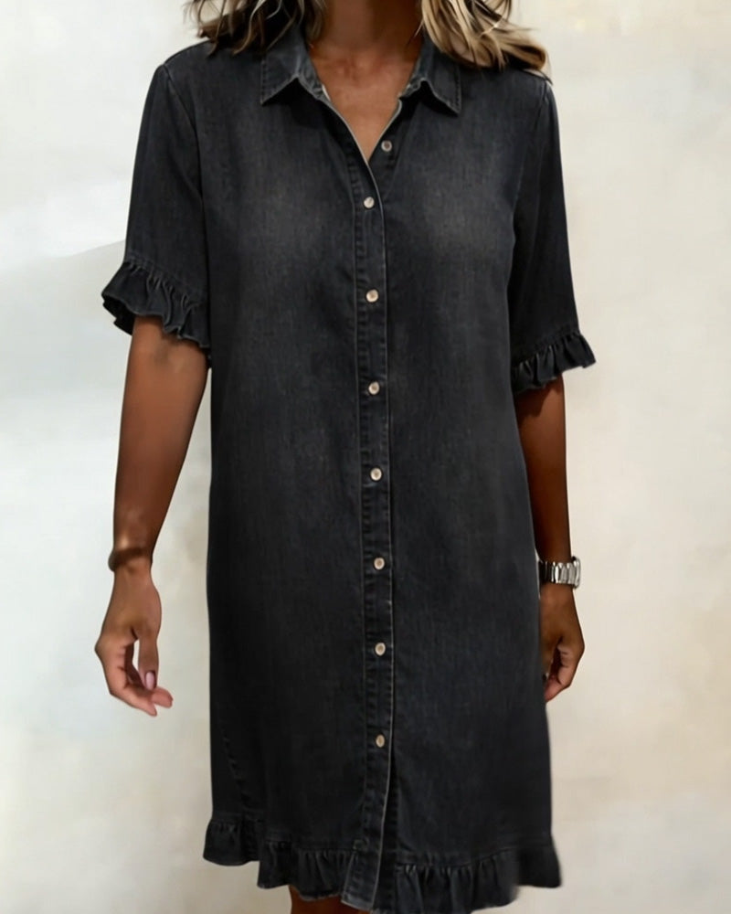 Maria | Vestido de Denim Cómodo con Pliegues Elevadores