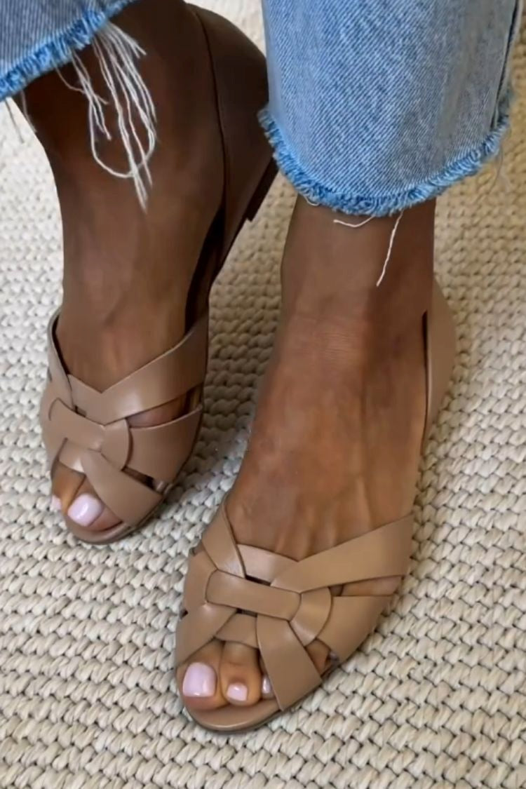 Sandalias trenzadas Serafina en cognac