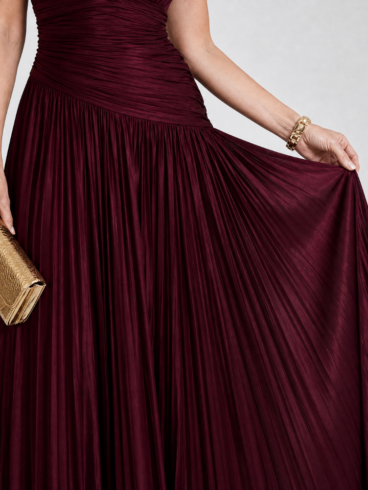 Lemar | Vestido Midi Sin Mangas con Escote en V Plisado