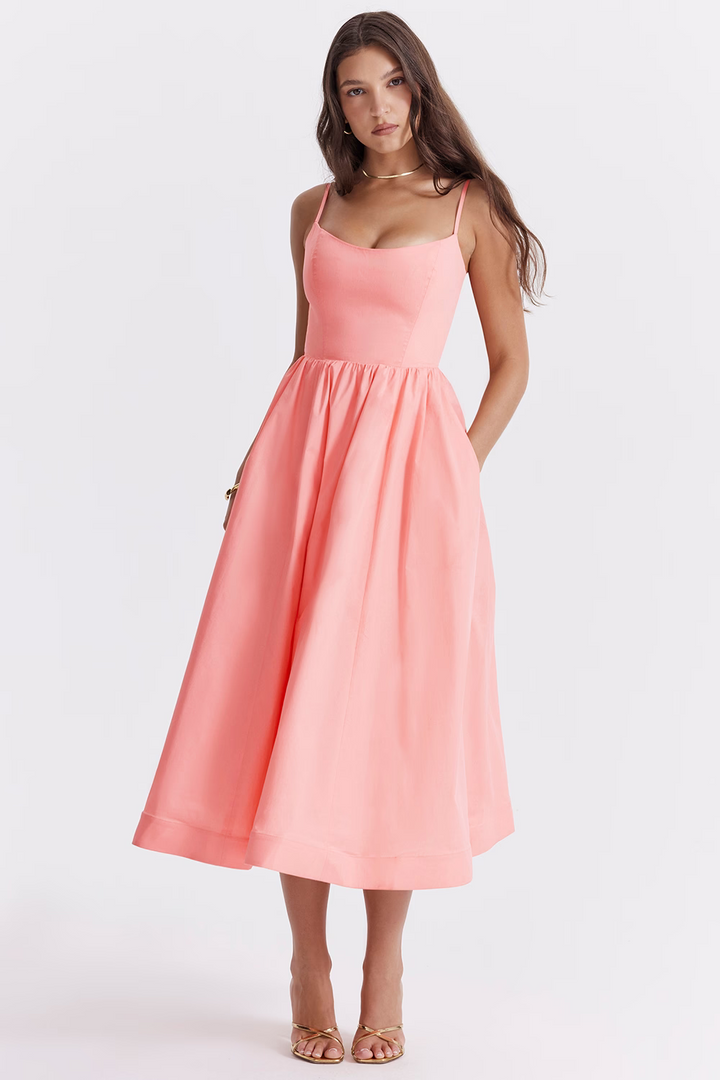 ESTELLE | Vestido Midi Verano Elegante Corsé