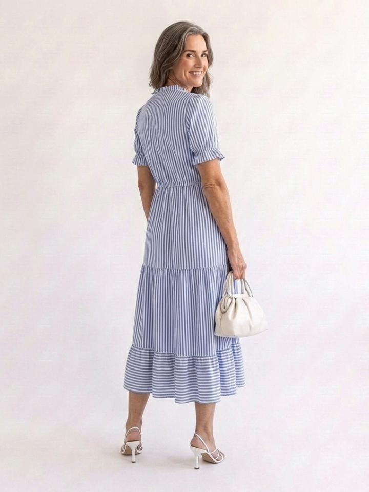 Dakota | Vestido midi de manga corta y rayas