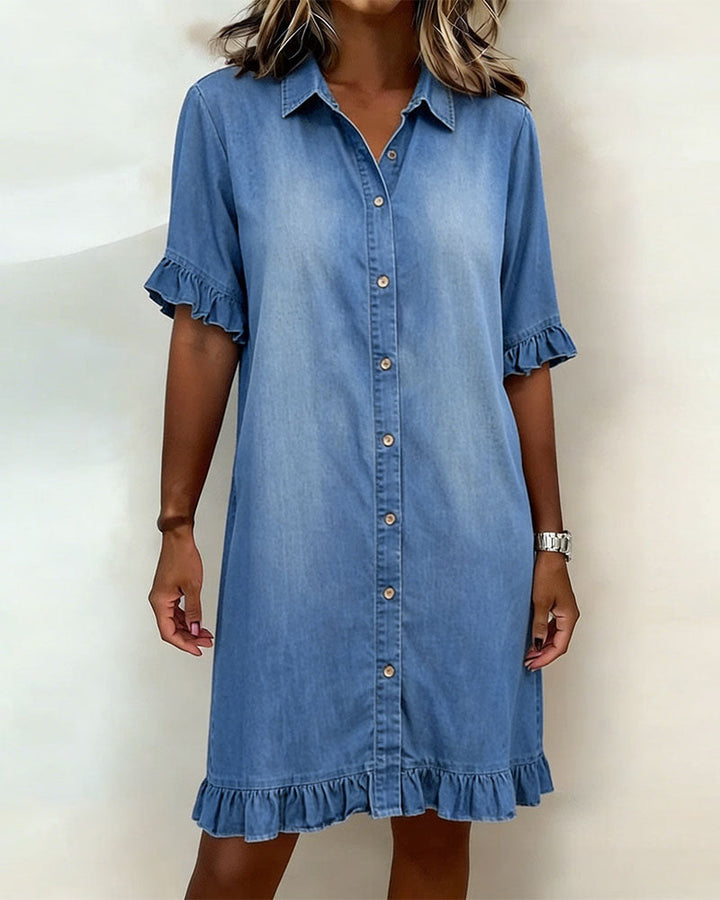 Maria | Vestido de Denim Cómodo con Pliegues Elevadores