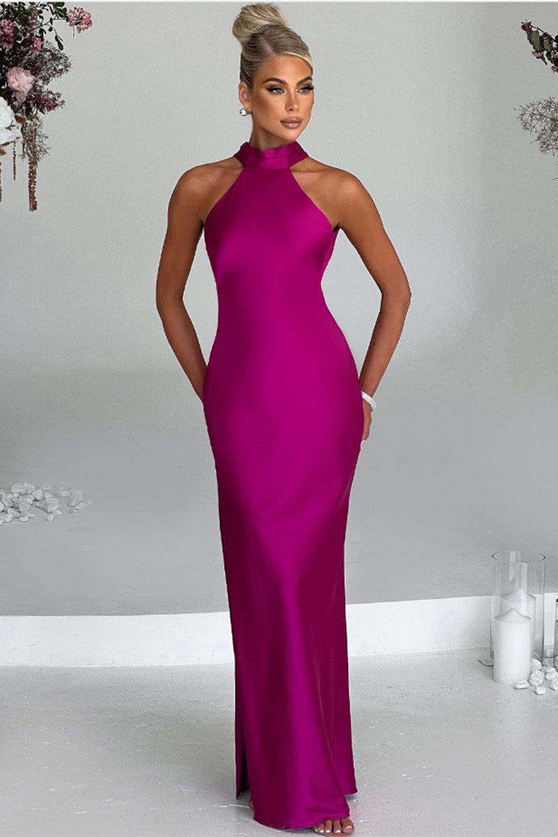 ZEYNEP | Vestido Maxi Satinado Elegante con Corte Halter