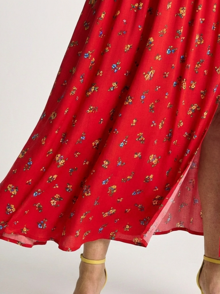 Delphine | Vestido midi con escote cuadrado y estampado floral