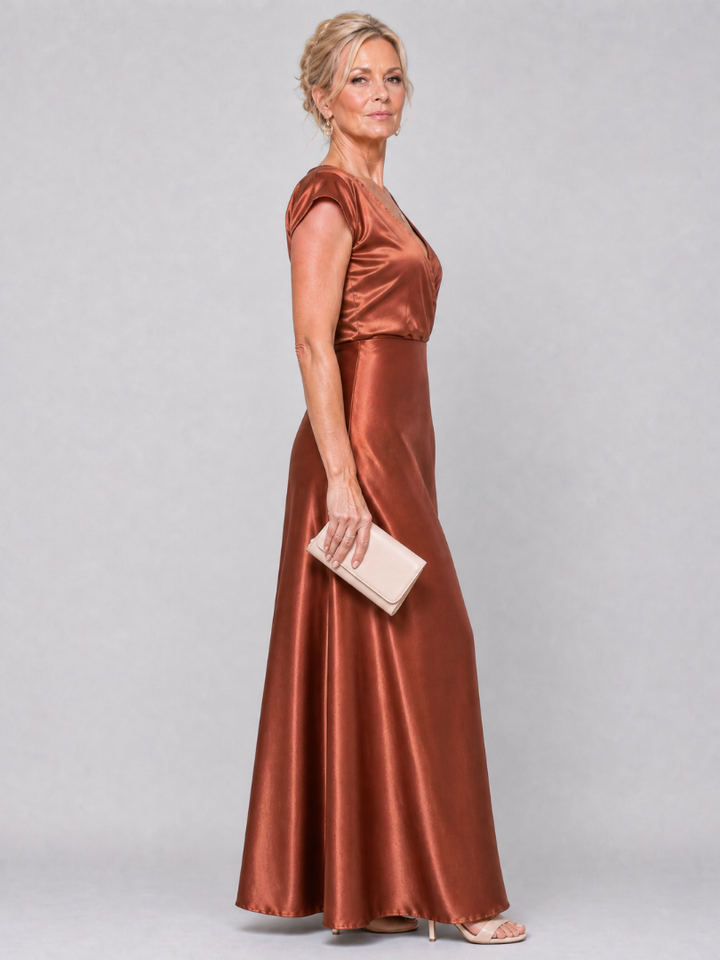 Samouse | Vestido Maxi de Manga Corta y Cuerpo Cruzado