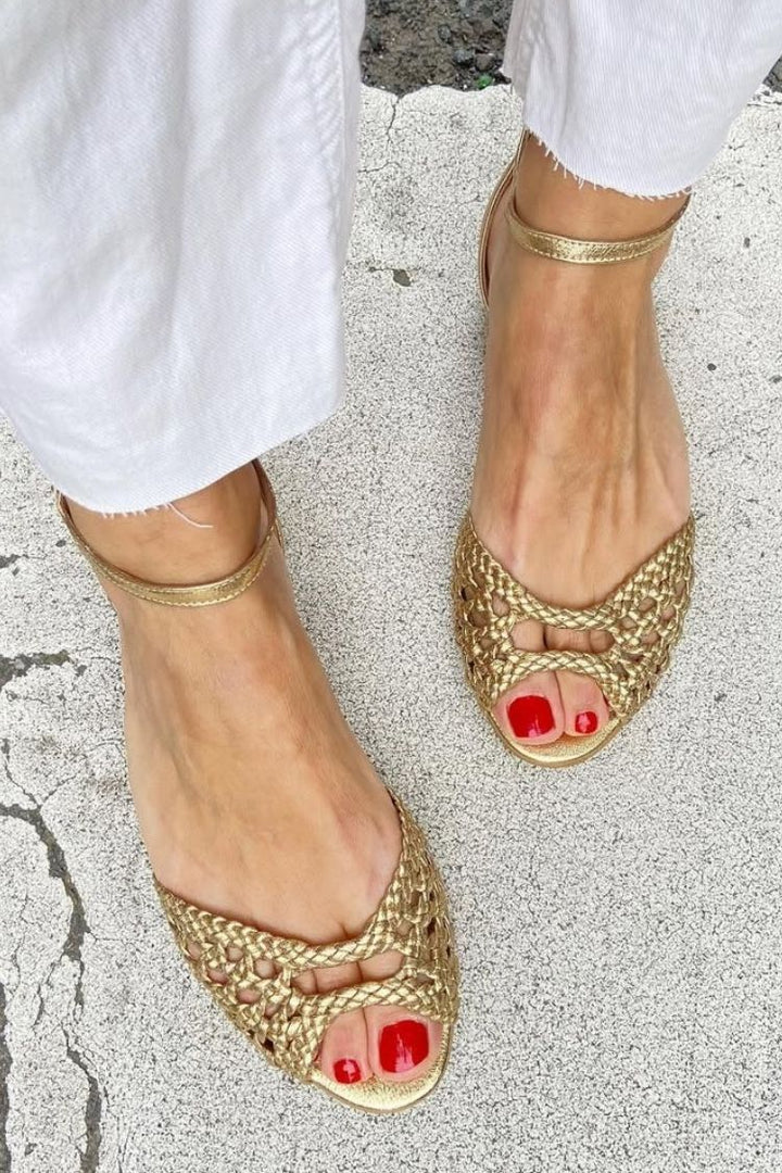 Sandalias trenzadas Isadora en oro