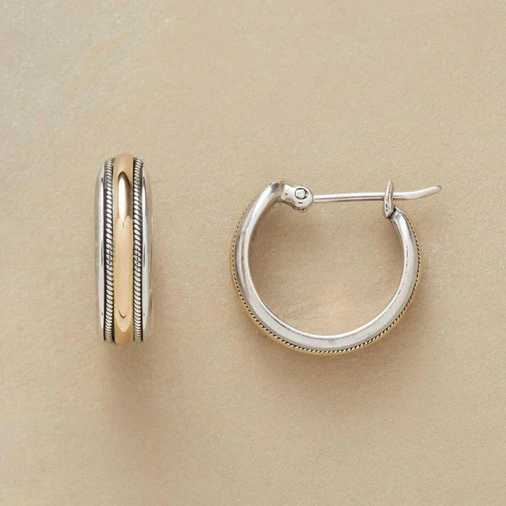 Pendientes de Plata Vintage con Rayas Doradas