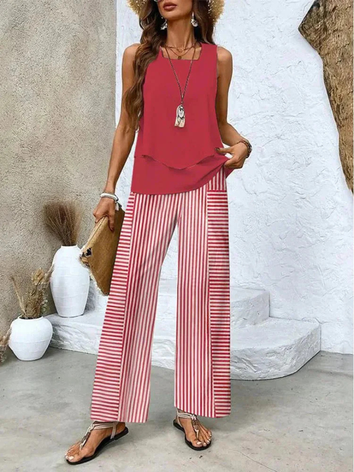 Ovelynra™ | Top sin mangas y pantalones de pierna ancha