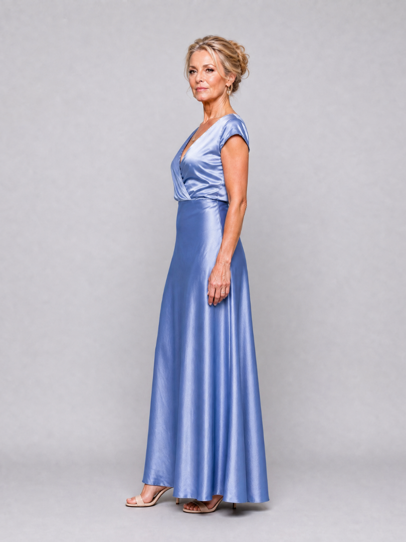 Samouse | Vestido Maxi de Manga Corta y Cuerpo Cruzado