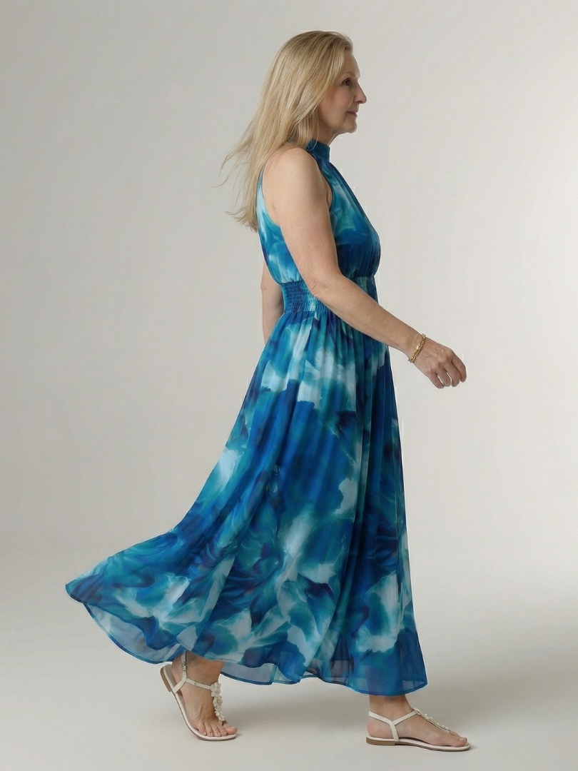 Sylin | Vestido Midi con Escote Halter Fruncido