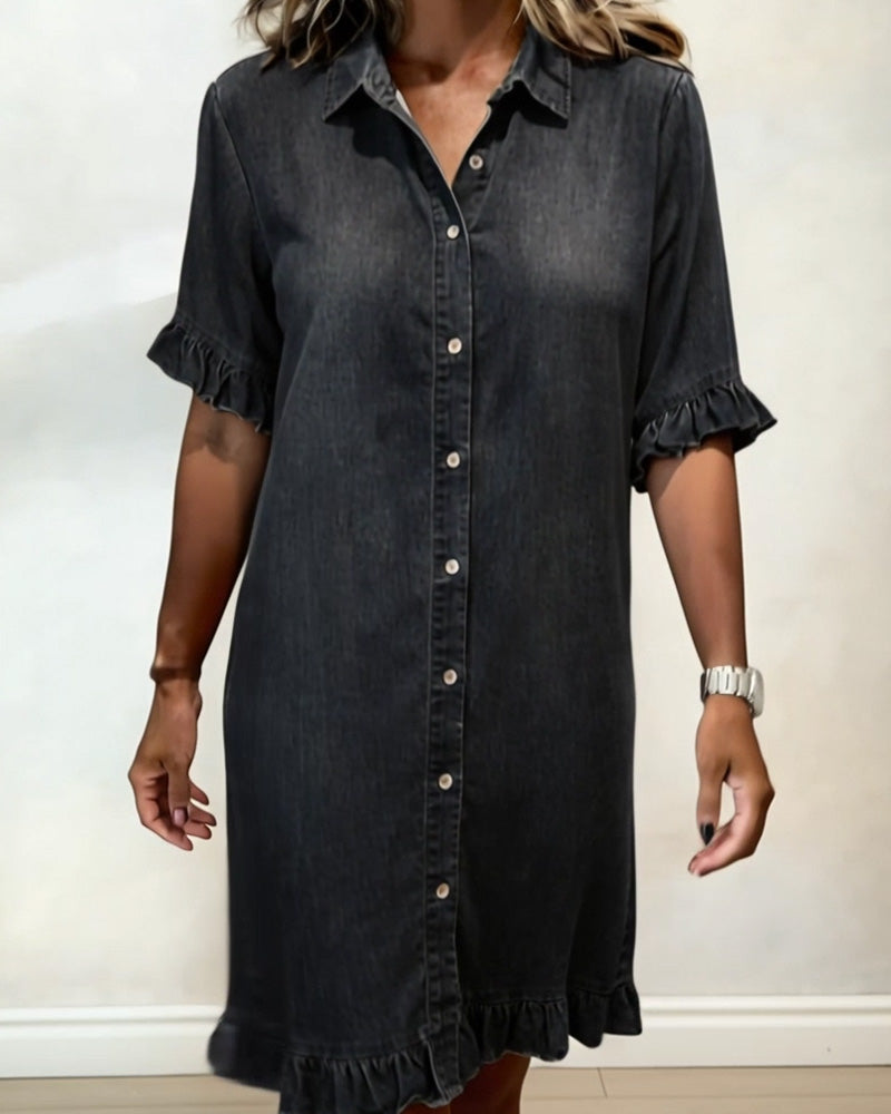 Maria | Vestido de Denim Cómodo con Pliegues Elevadores