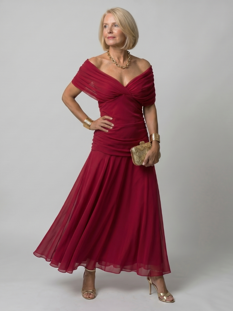 Calen | Vestido Midi Casual con Hombros Descubiertos