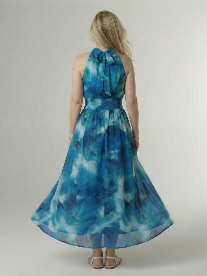 Sylin | Vestido Midi con Escote Halter Fruncido