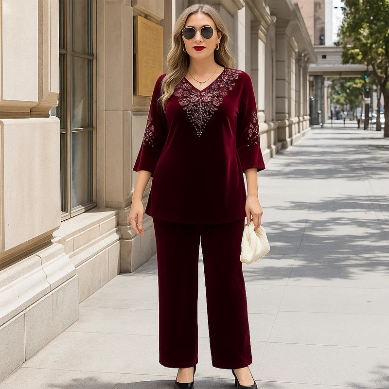 Elvire - Conjunto elegante de dos piezas en terciopelo