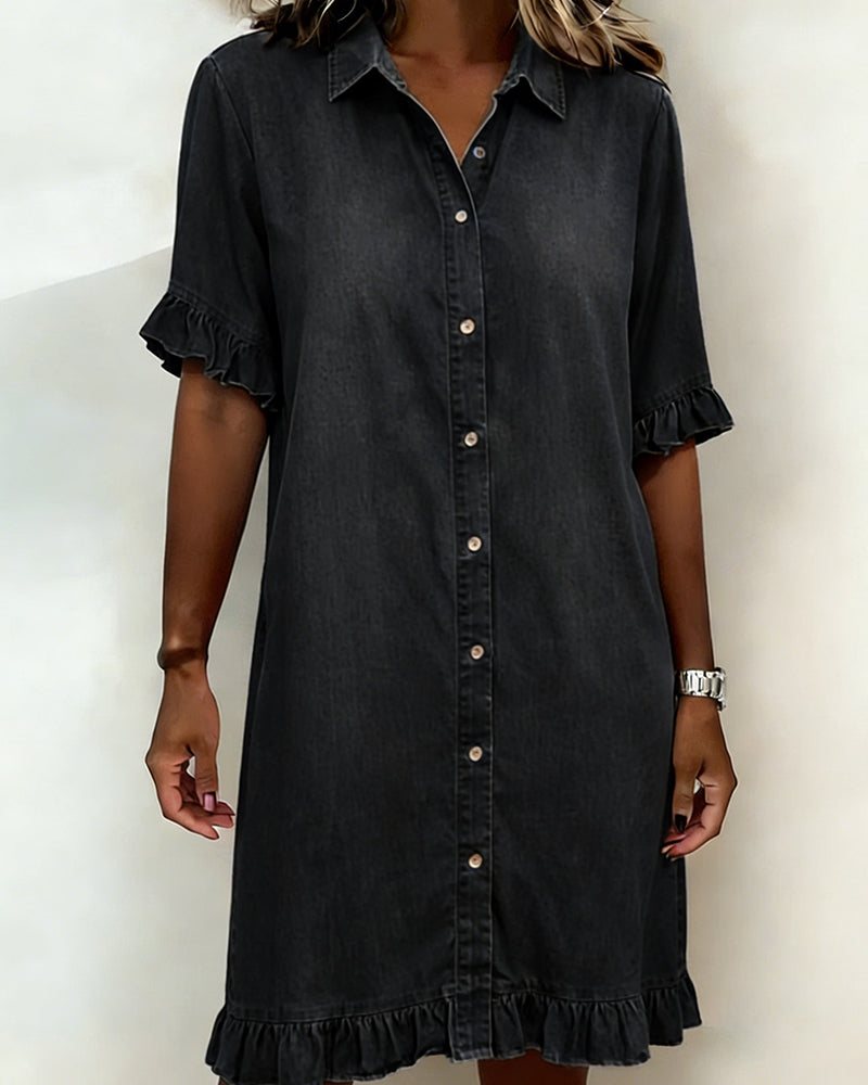 Maria | Vestido de Denim Cómodo con Pliegues Elevadores