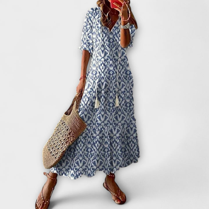 Anna – Vestido de verano bohemio femenino de silueta fluida