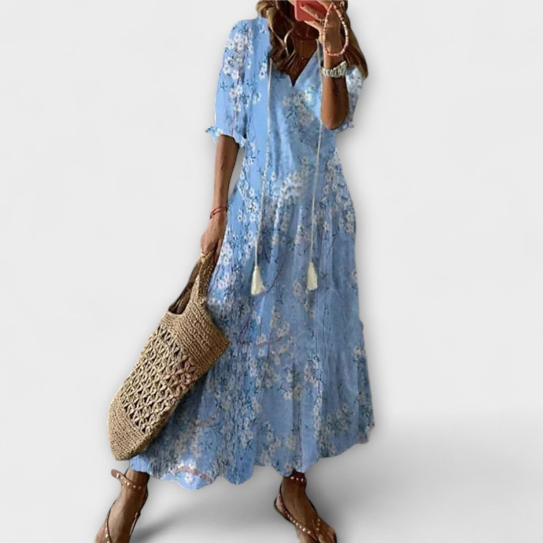 Anna – Vestido de verano bohemio femenino de silueta fluida