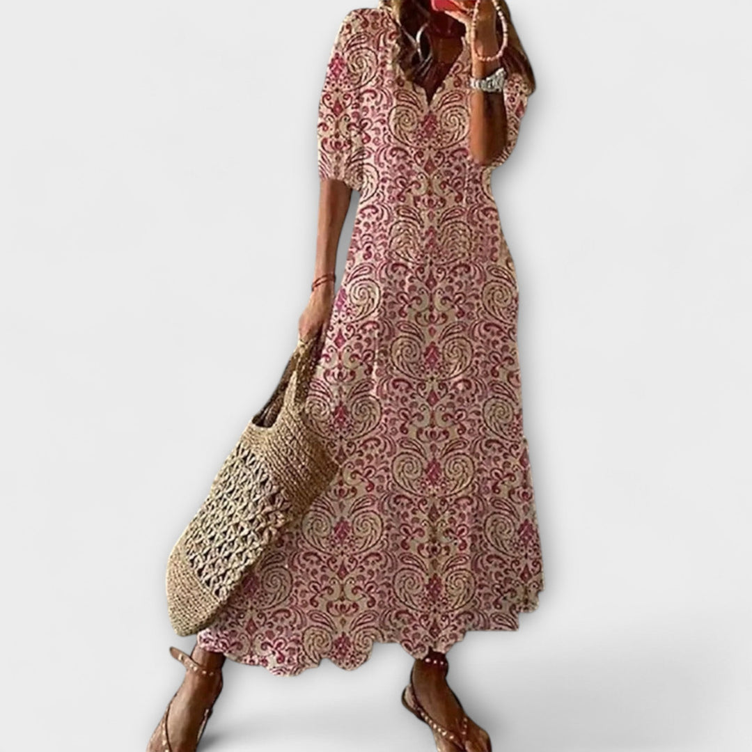 Anna – Vestido de verano bohemio femenino de silueta fluida