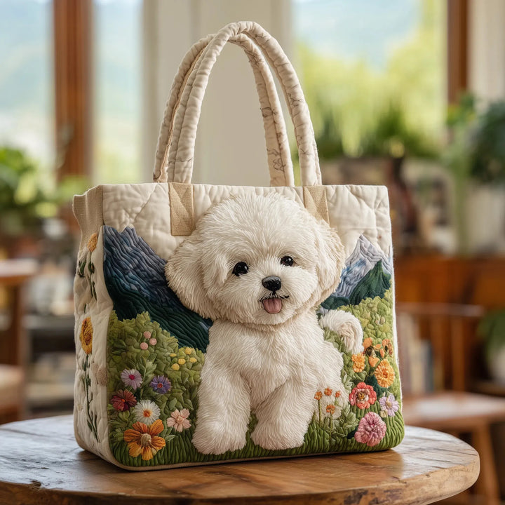 Bolsa de tela acolchada hecha a mano - Perro Encantado