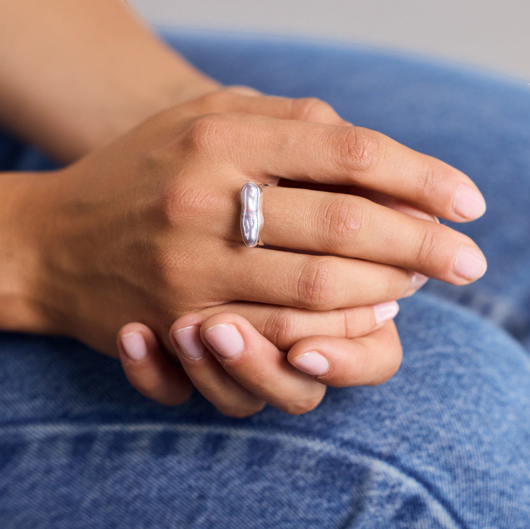 Anillo de plata esterlina 925 con perla de agua dulce rosa