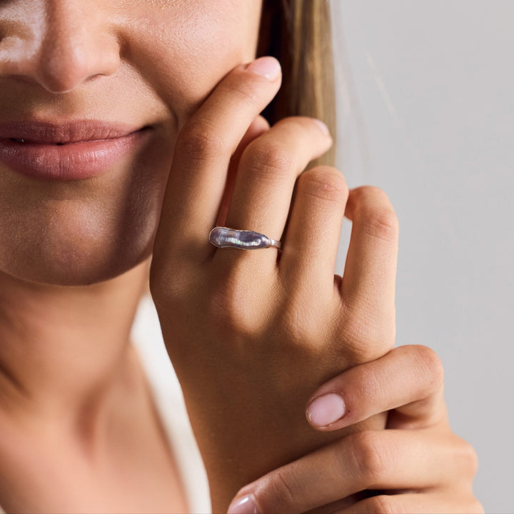 Anillo de plata esterlina 925 con perla de agua dulce rosa