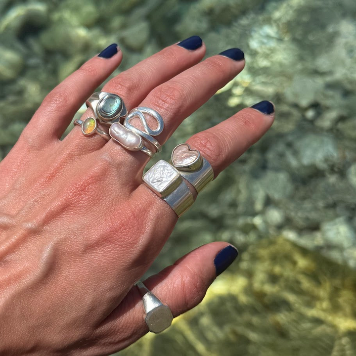 Anillo de plata esterlina 925 con perla de agua dulce rosa