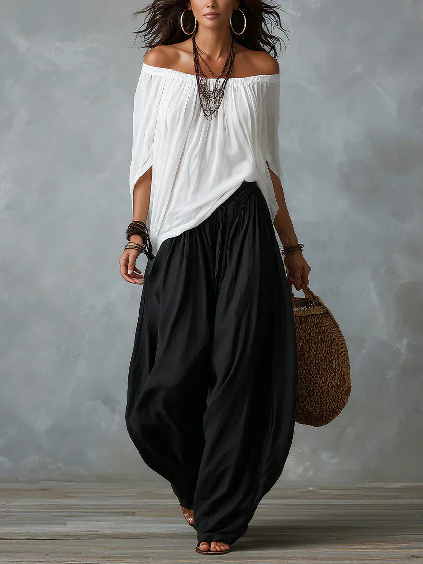 Conjunto Top Off-Shoulder & Pantalón Lantern
