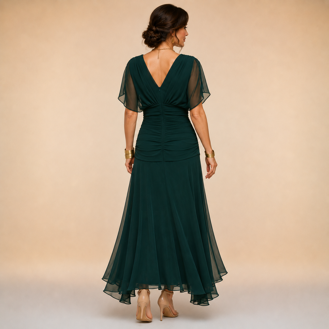 Emma | Vestido largo asimétrico con escote drapeado