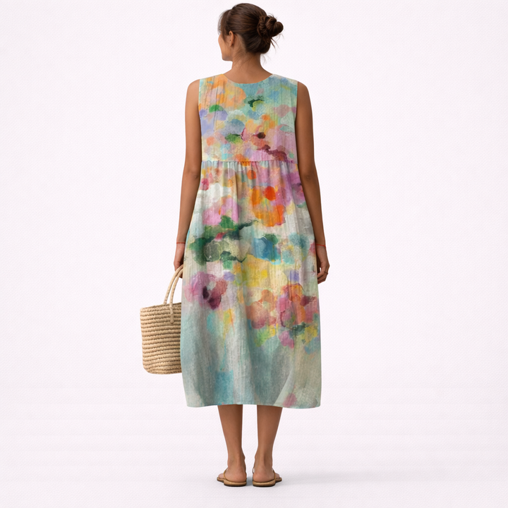 Vestido midi multicolor elegante Carla