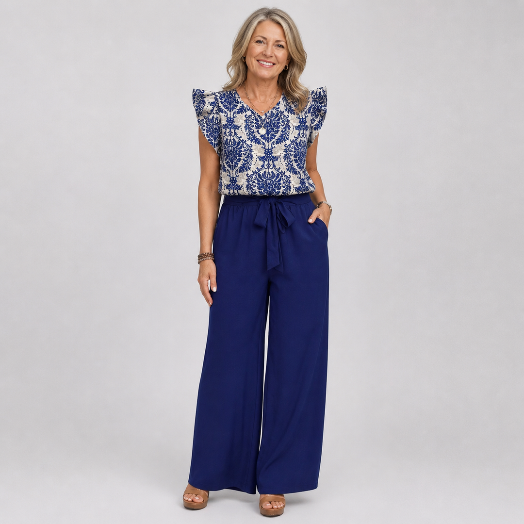 Amelia | Elegante Conjunto de Dos Piezas Paisley