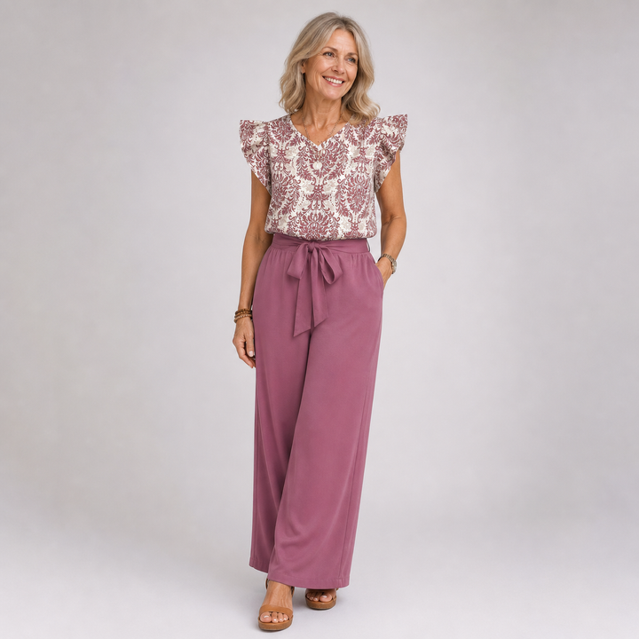 Amelia | Elegante Conjunto de Dos Piezas Paisley