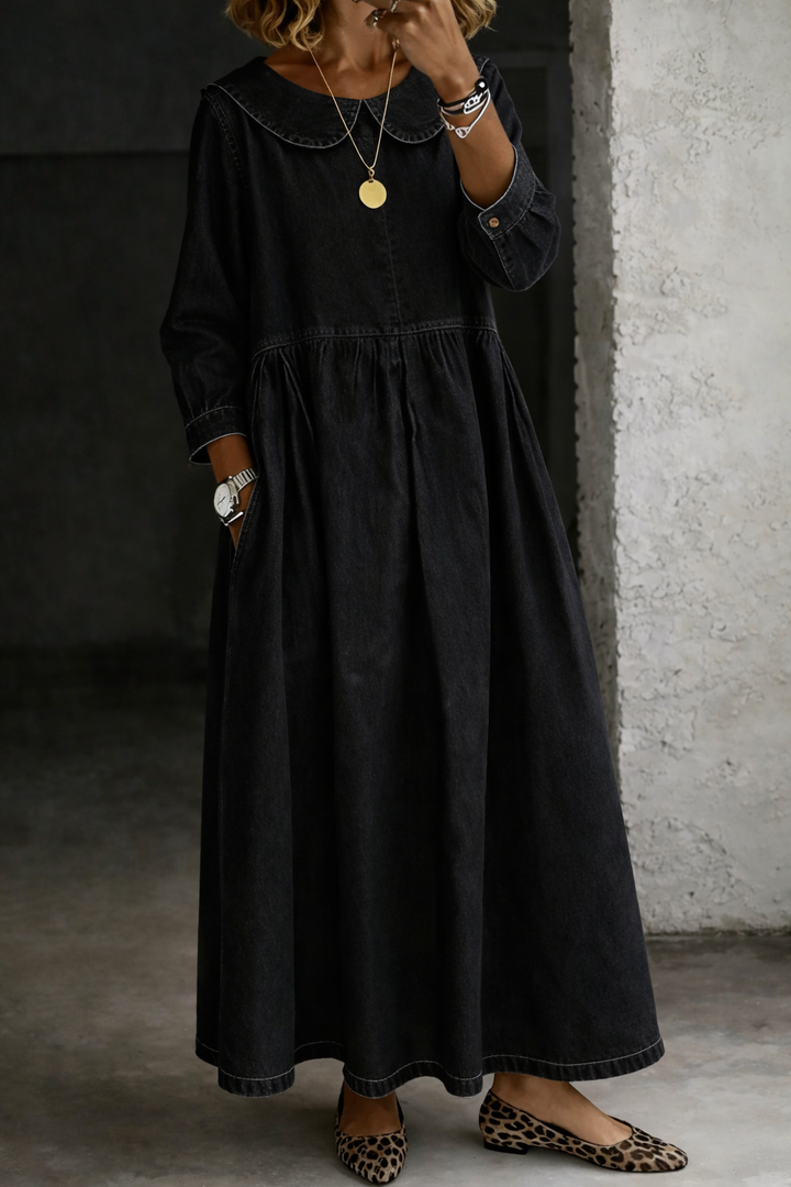 Clara | Vestido de Jean con Cuello Peter Pan