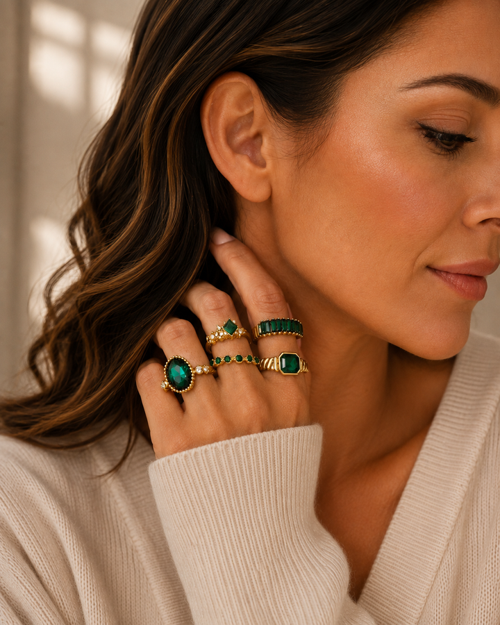 Conjunto de Anillos Amélie Esmeralda