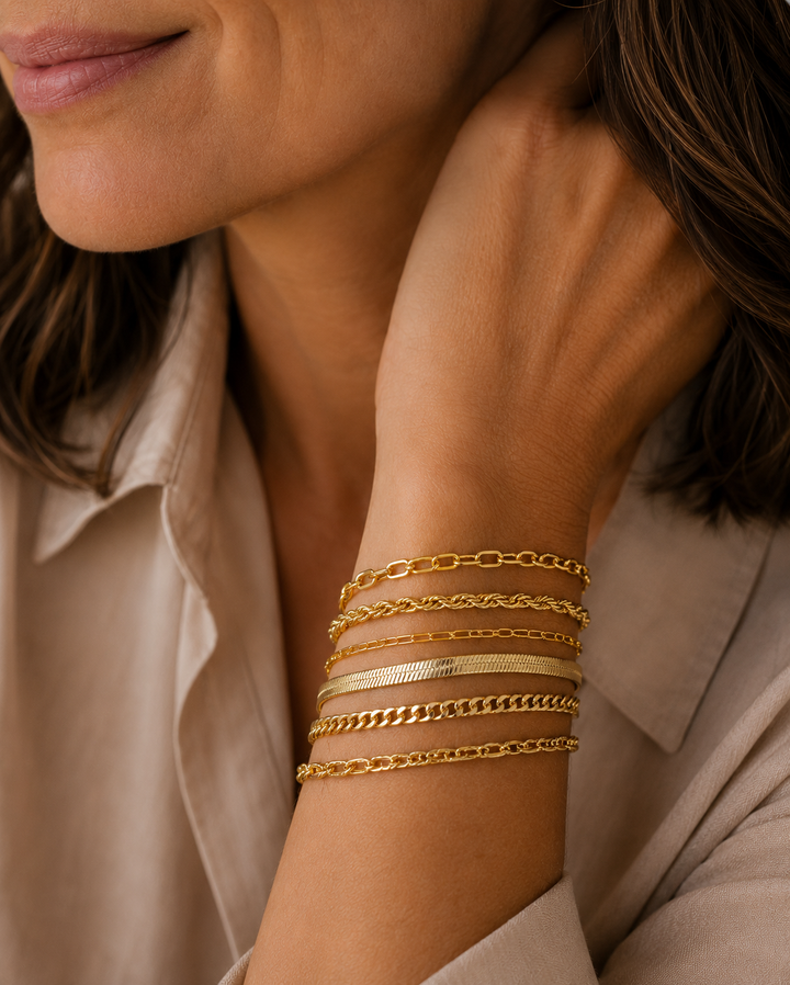 Conjunto de Pulseras de Oro Mila