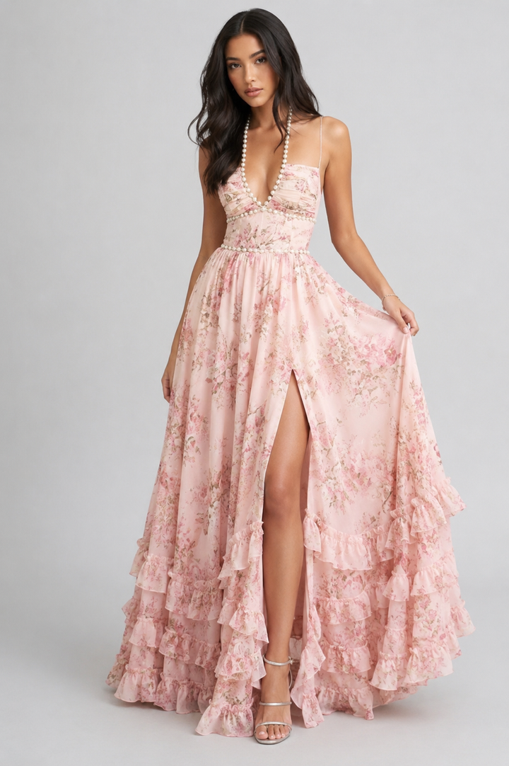 VALESKA | Vestido Maxi Chic con Estilo Floral Vintage