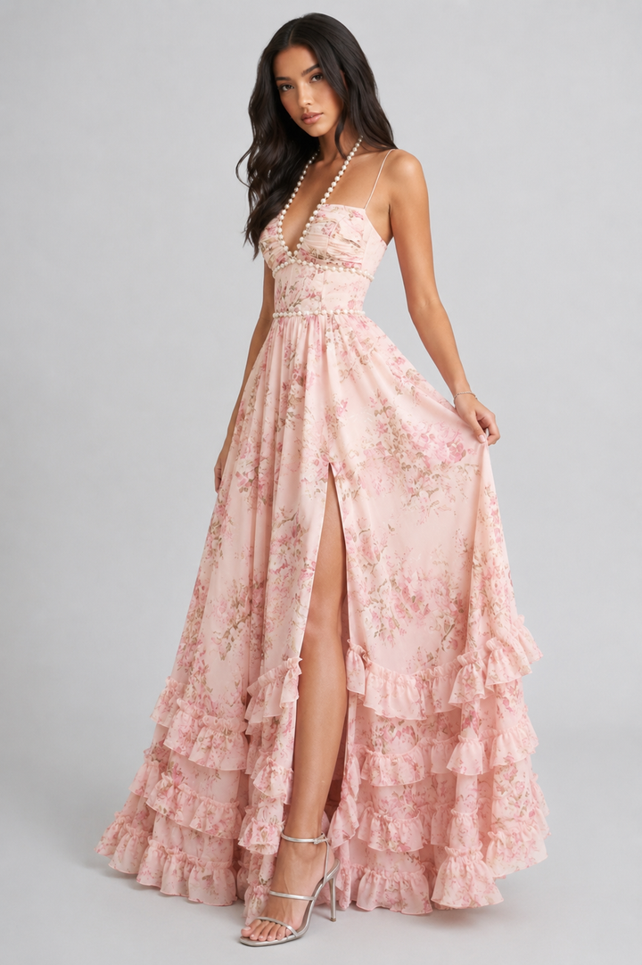 VALESKA | Vestido Maxi Chic con Estilo Floral Vintage